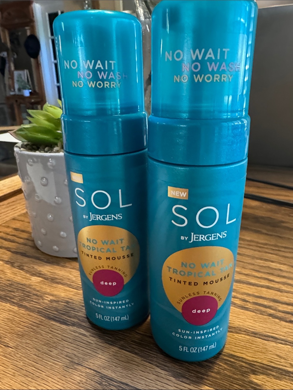 SOL by Jergens No Wait Tropical Tan Tinted Mousse - Deep Shade. 5oz Set of 2 )